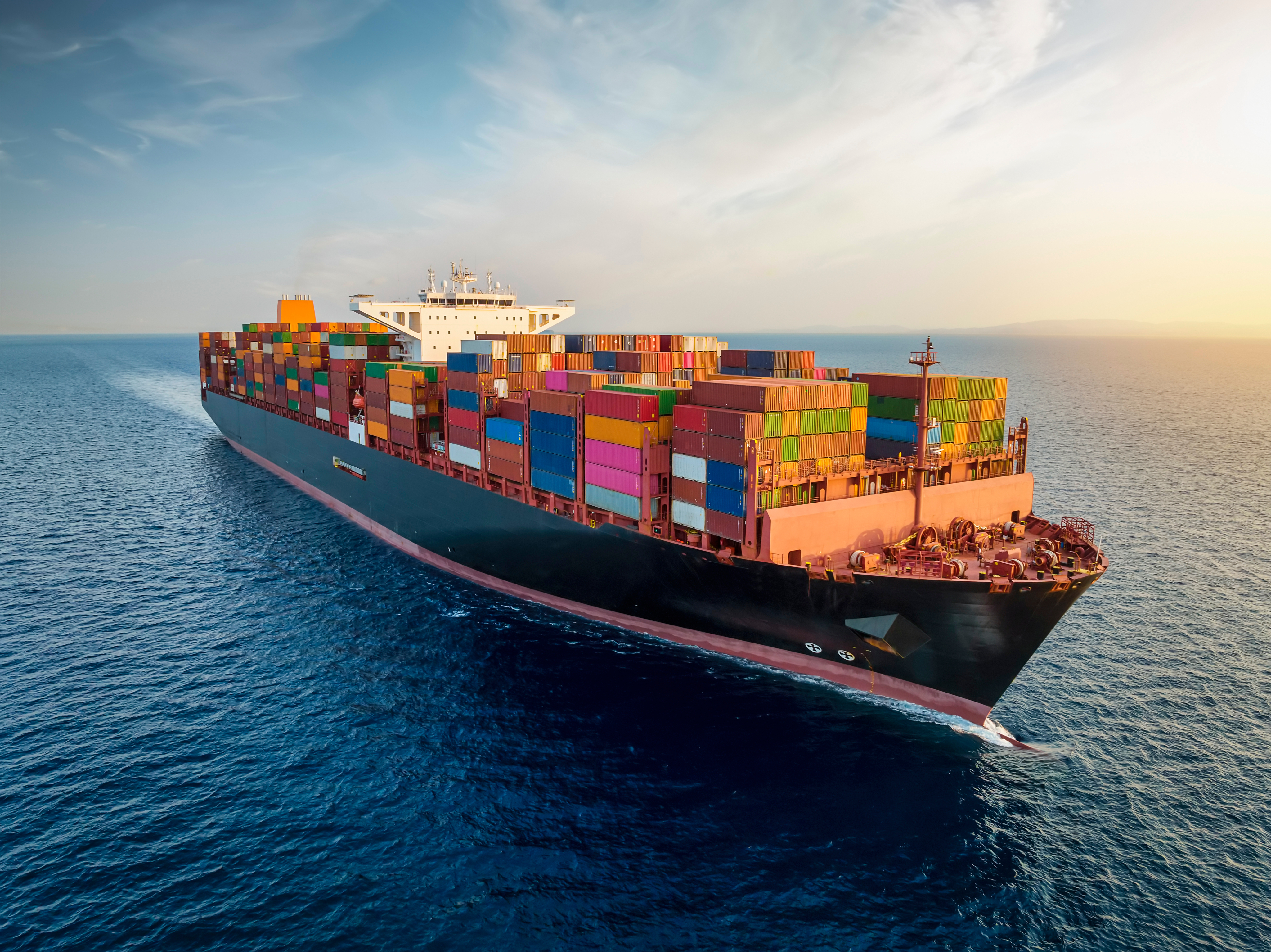 Container ship at sea